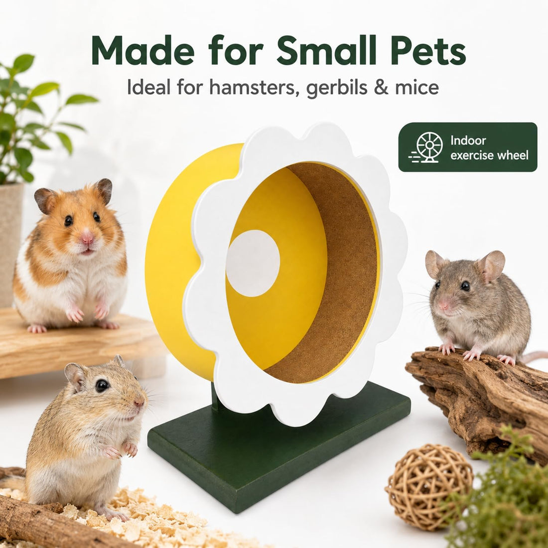 Novabright 9 Inch Hamster Wooden Silent Wheel