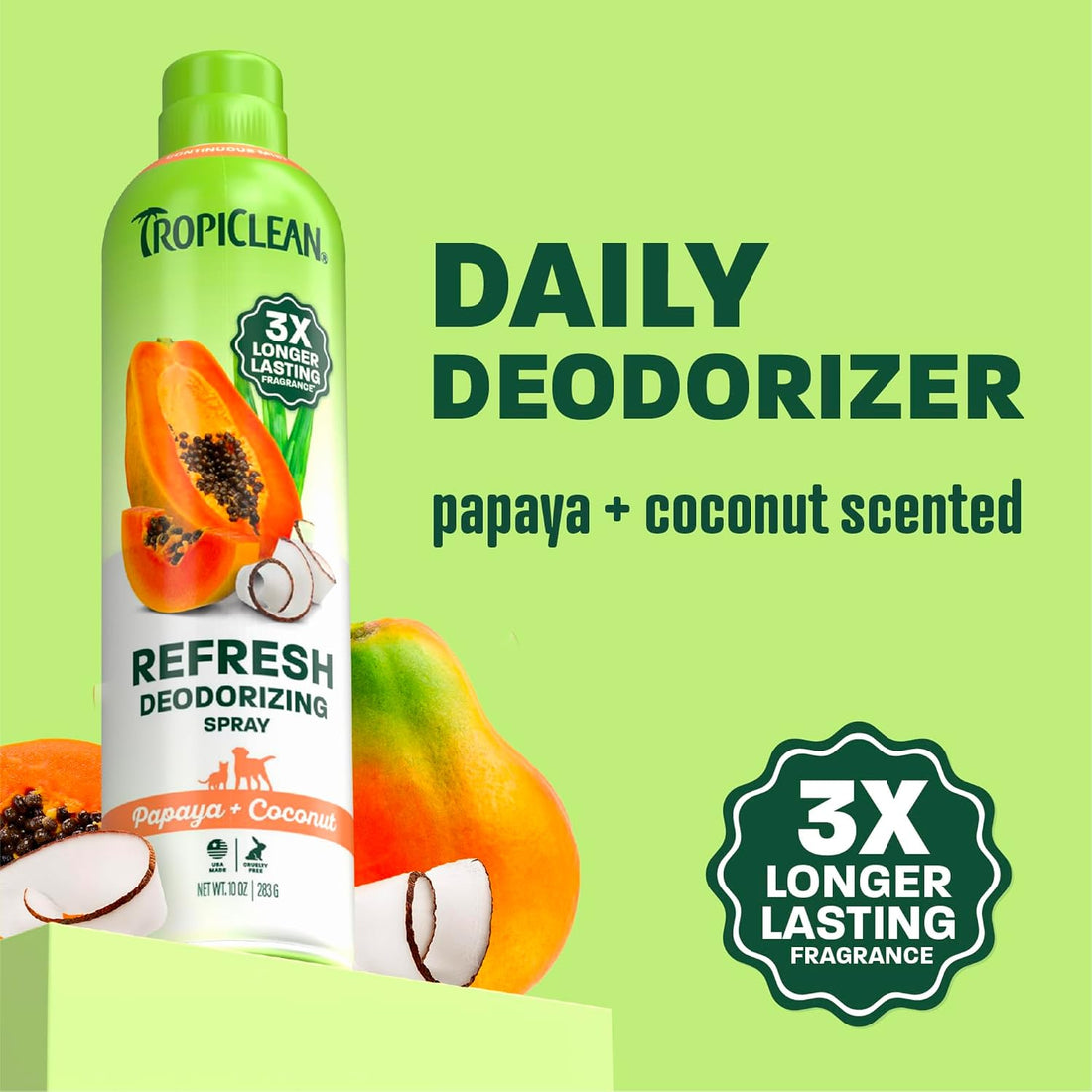 TropiClean Dog Perfume, Papaya Scented Dog Deodorizing Spray