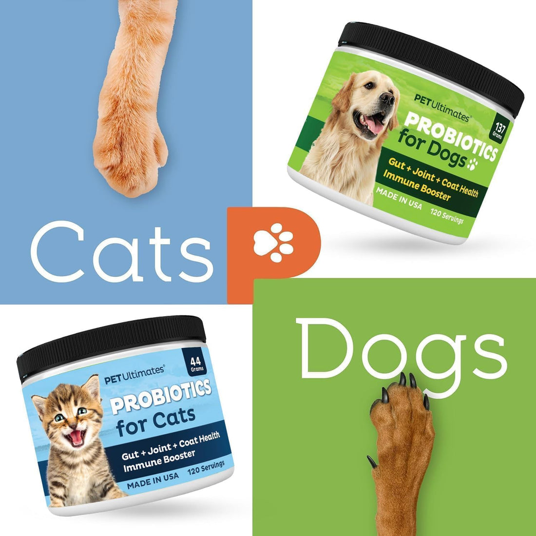 Pet Ultimates Probiotics for Cats – 20-Species Cat Probiotic Powder