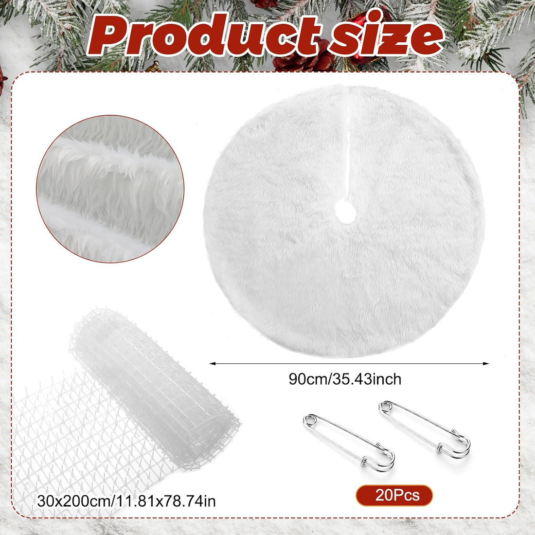 Christmas Cat Proof Tree Skirt Kit with Soft White Tree Skirt