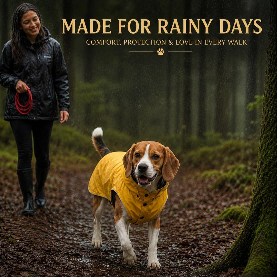 Dog Raincoat for Medium Dogs, Waterproof Rain Jacket with Hood