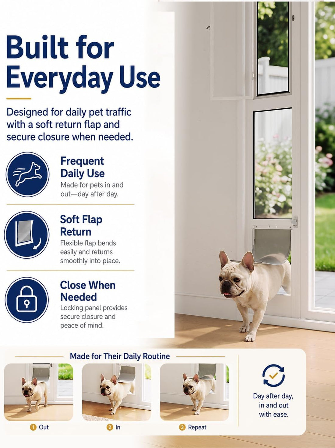 Small Dog Door for Sliding Glass Door Insert, Dogs Up to 30 lbs