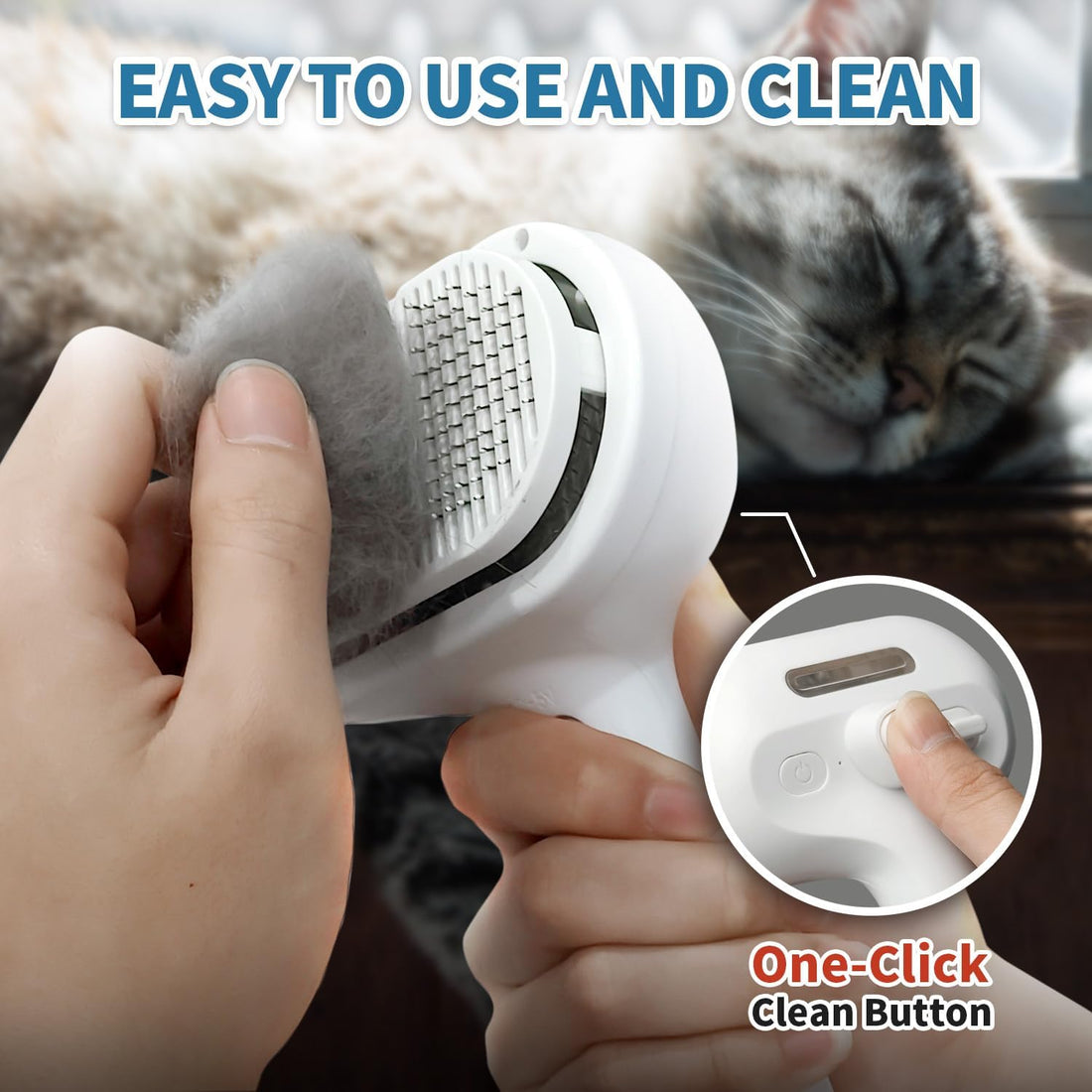 HeroKitty Dog Brush for Shedding, 3 in 1 Self Cleaning Steam Dog Brush