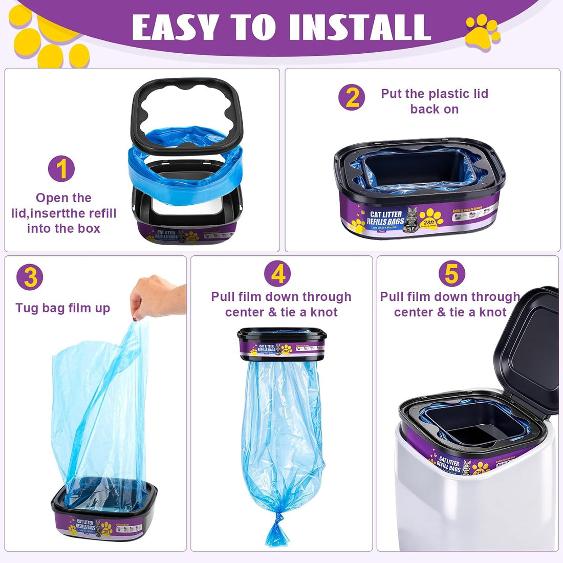 Cat Litter Refill Bag Compatible with Cat Genie, 3-Pack, 84ft Total