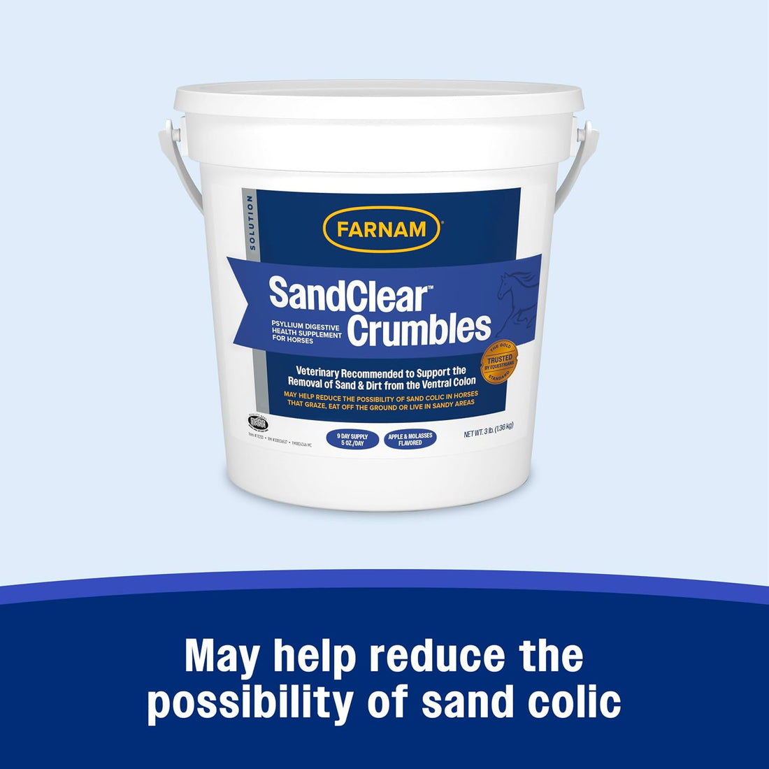 Farnam SandClear Crumbles, Psyllium Digestive Supplement, 9 Day Supply