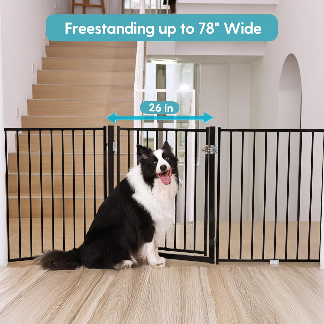 No Pawblems Freestanding Dog Gate with Door for Indoor & Outdoor