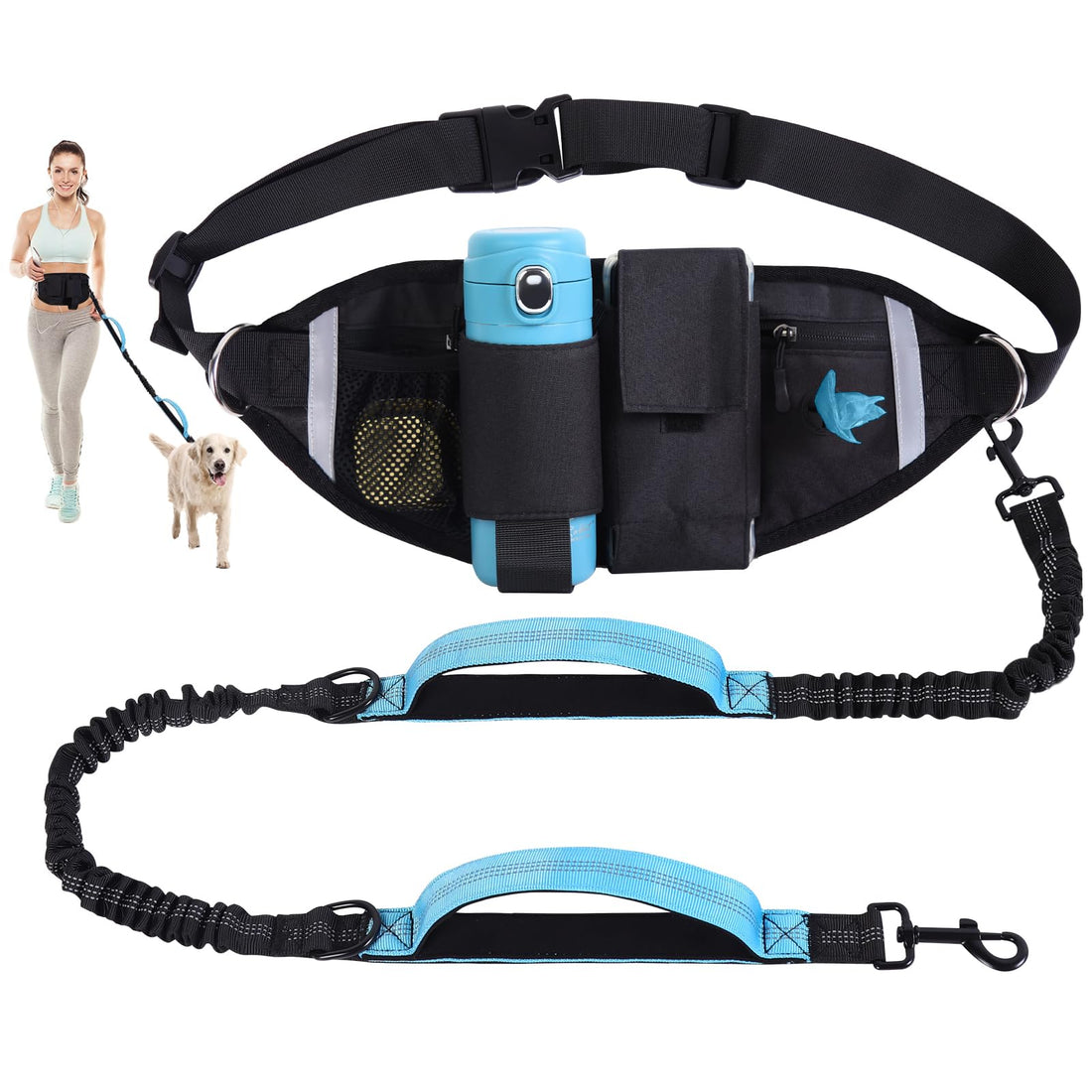 Hands Free Dog Leash, Waist Leash for Dog Walking, Running, Jogging
