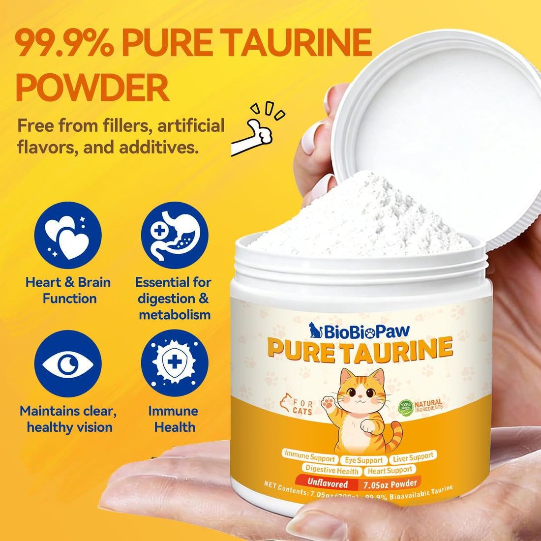 Pure Taurine for Cats Taurine Powder Supplement for Kitty Supports