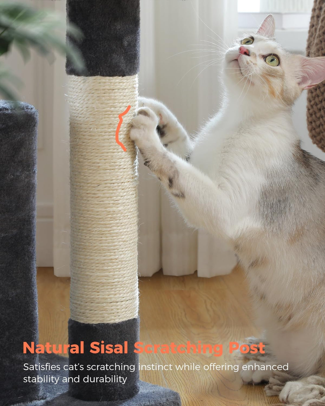 XL Cat Tree 44" Cat Tower for Large Cats 20 lbs, 2 Spacious Caves