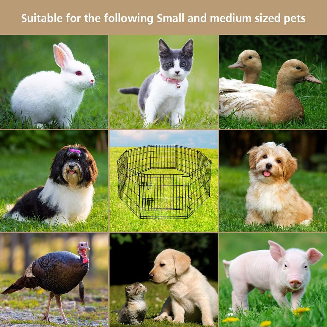 Artmeer Dog Playpen 24" H, 8-Panel Rustproof Foldable Pet Fence