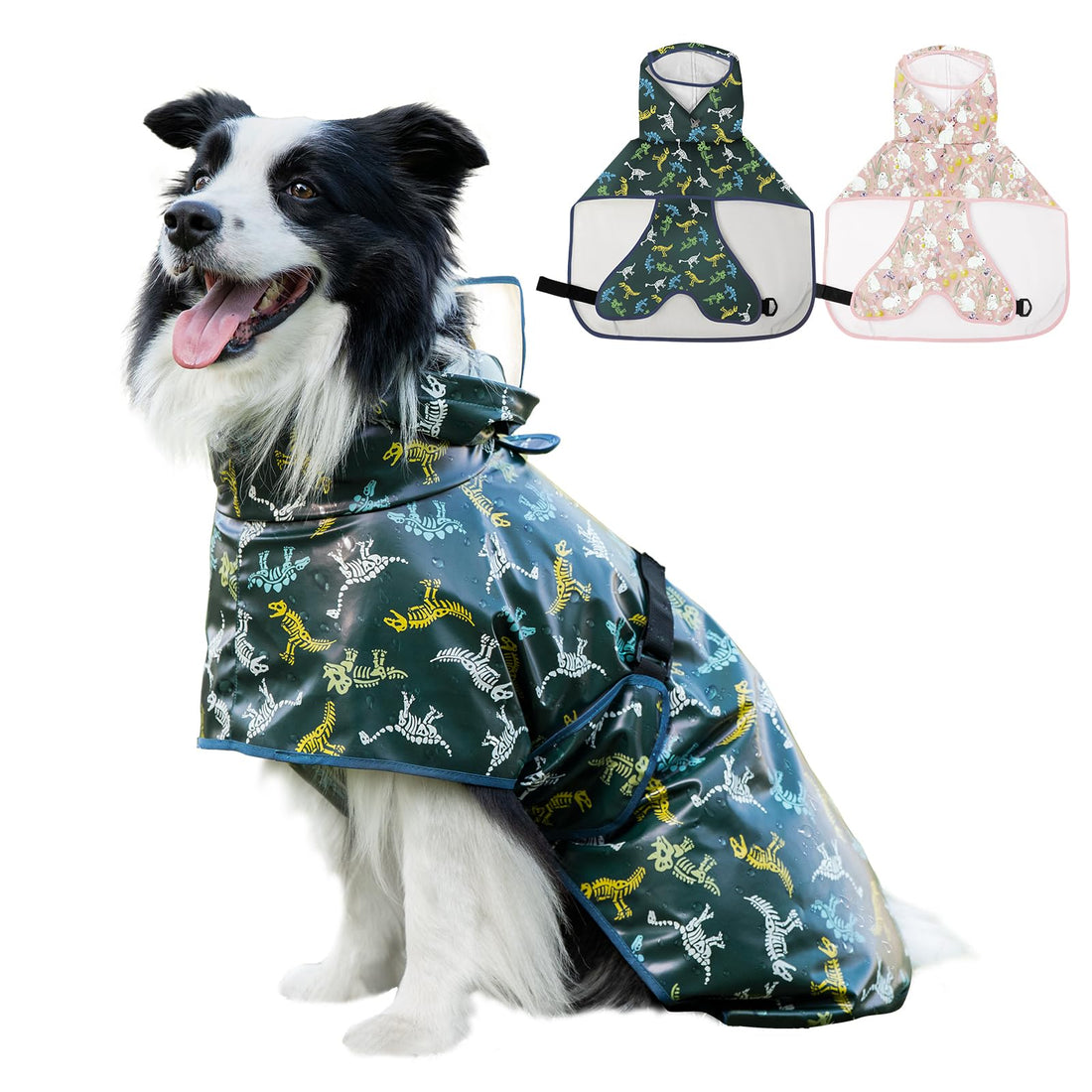 ExploreU Dog Raincoat, Waterproof Windproof Dog Rain Jacket with Hood