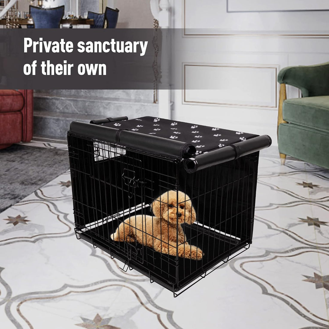 Pet Prime Dog Crate Cover Indoor/Outdoor Durable Windproof 600D