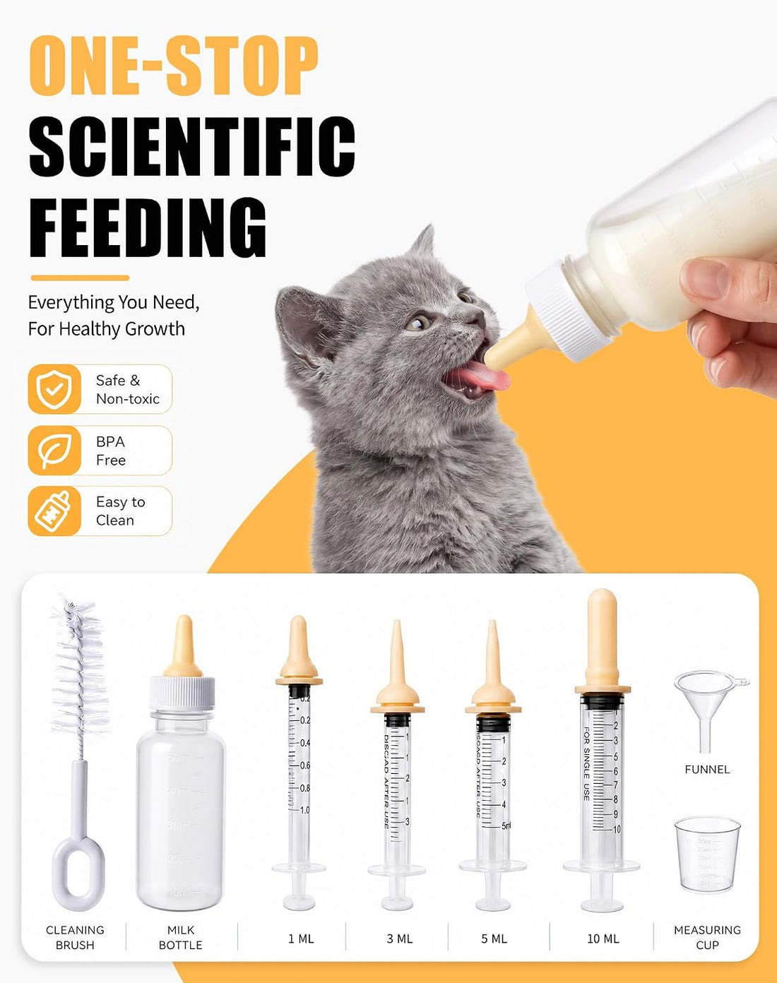 Pet Feeding Kit for Newborn Kitten,Puppy & Small Animals, 15Pcs