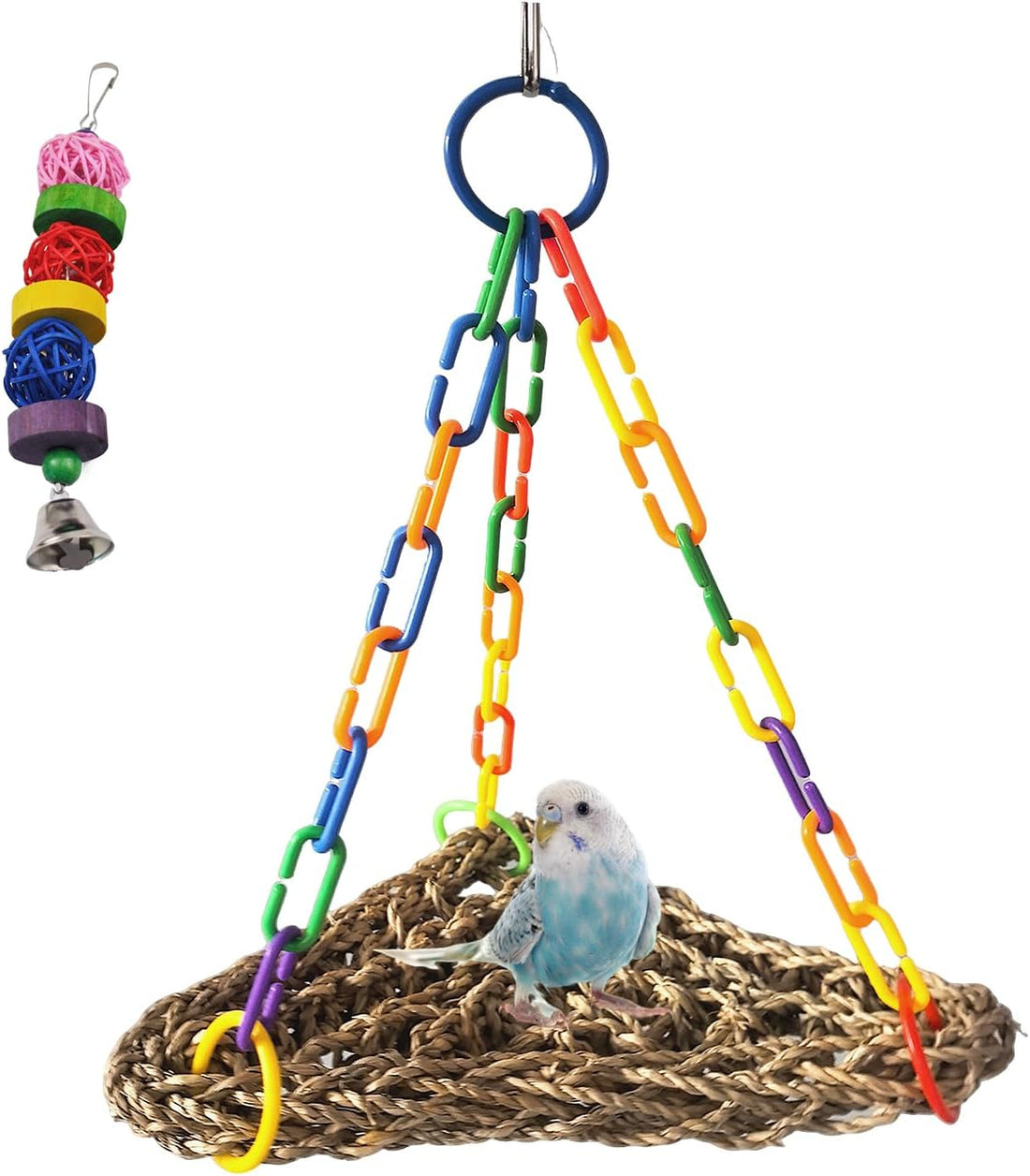 Bird Seagrass Mat Conure Hammock,Parrot Swing Toys Small Triangle