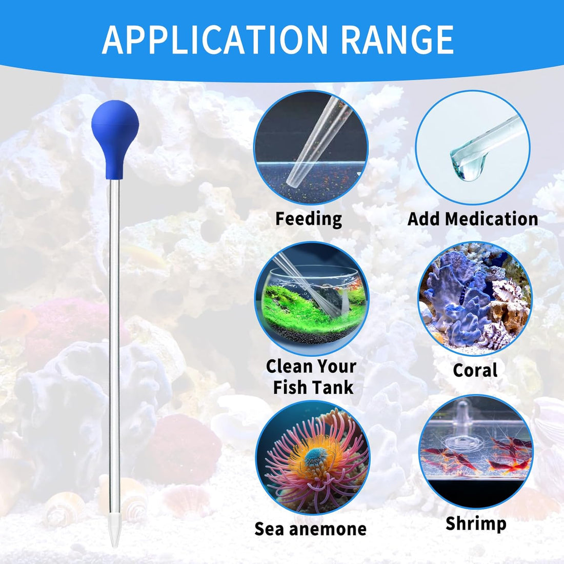 18.5 in Long Pipette for Fish Tank Coral Food Feeder Long Syringe