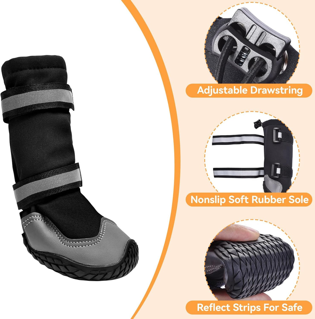 Dimicoo Dog Shoes,Waterproof Dog Boots for Winter,Anti-Slip Dog Snow