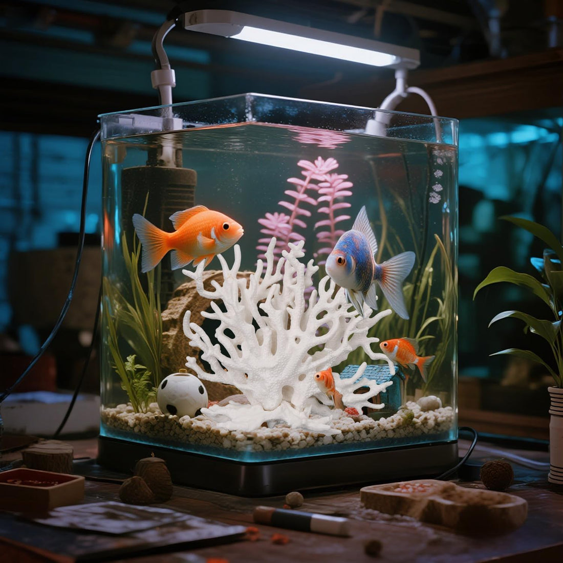 Tinoaly Fish Tank Decorations, White Resin Coral Reef Decor