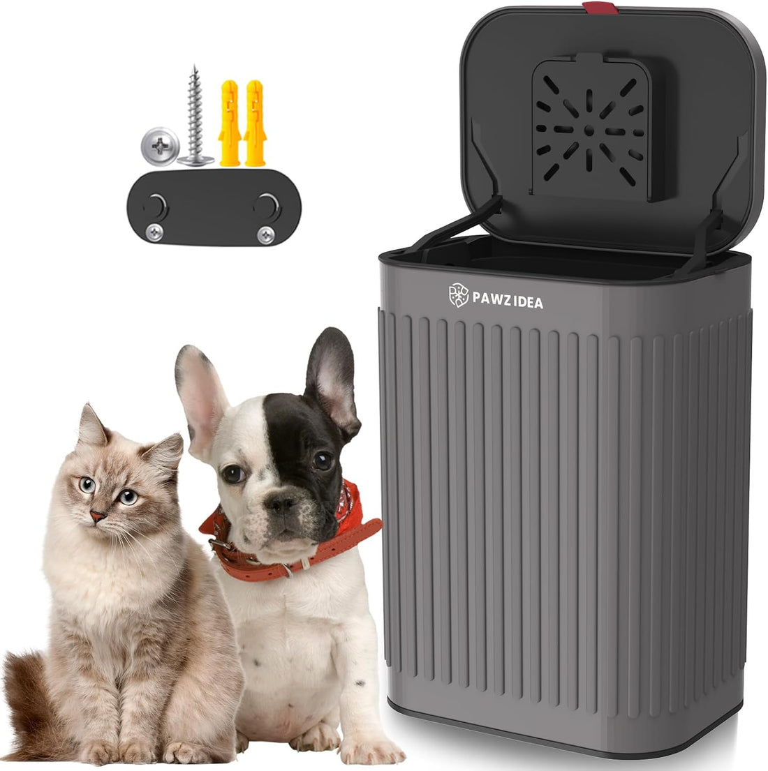 PAWZIDEA Wall Mount Dog Poop Trash Can Outside Odor Control