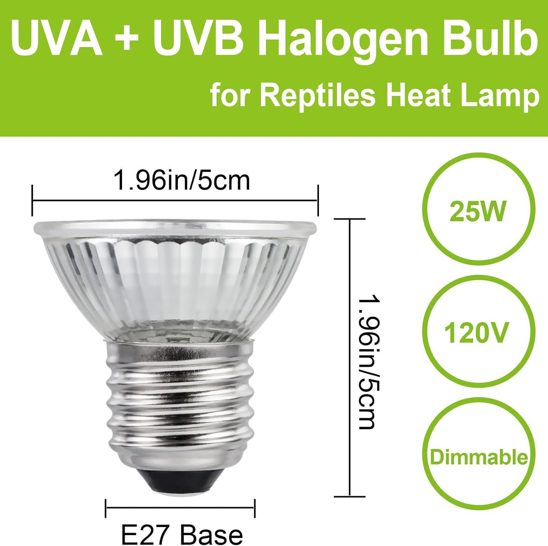 UVB UVA Reptile Light Bulb 25W Bulb for Reptiles and Amphibians Tanks