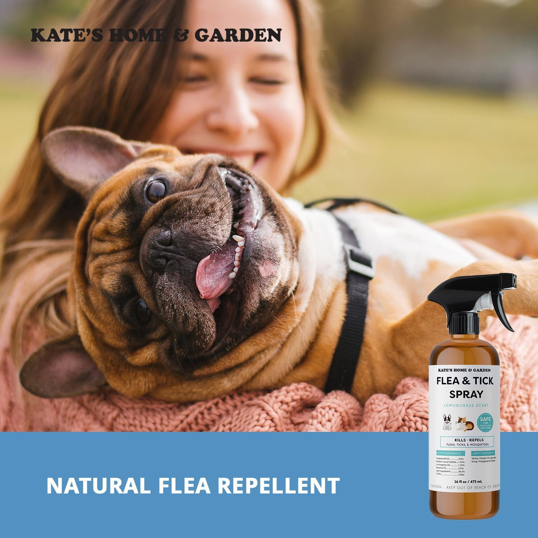Kate's Home & Garden Flea and Tick Spray for Dogs and Cats