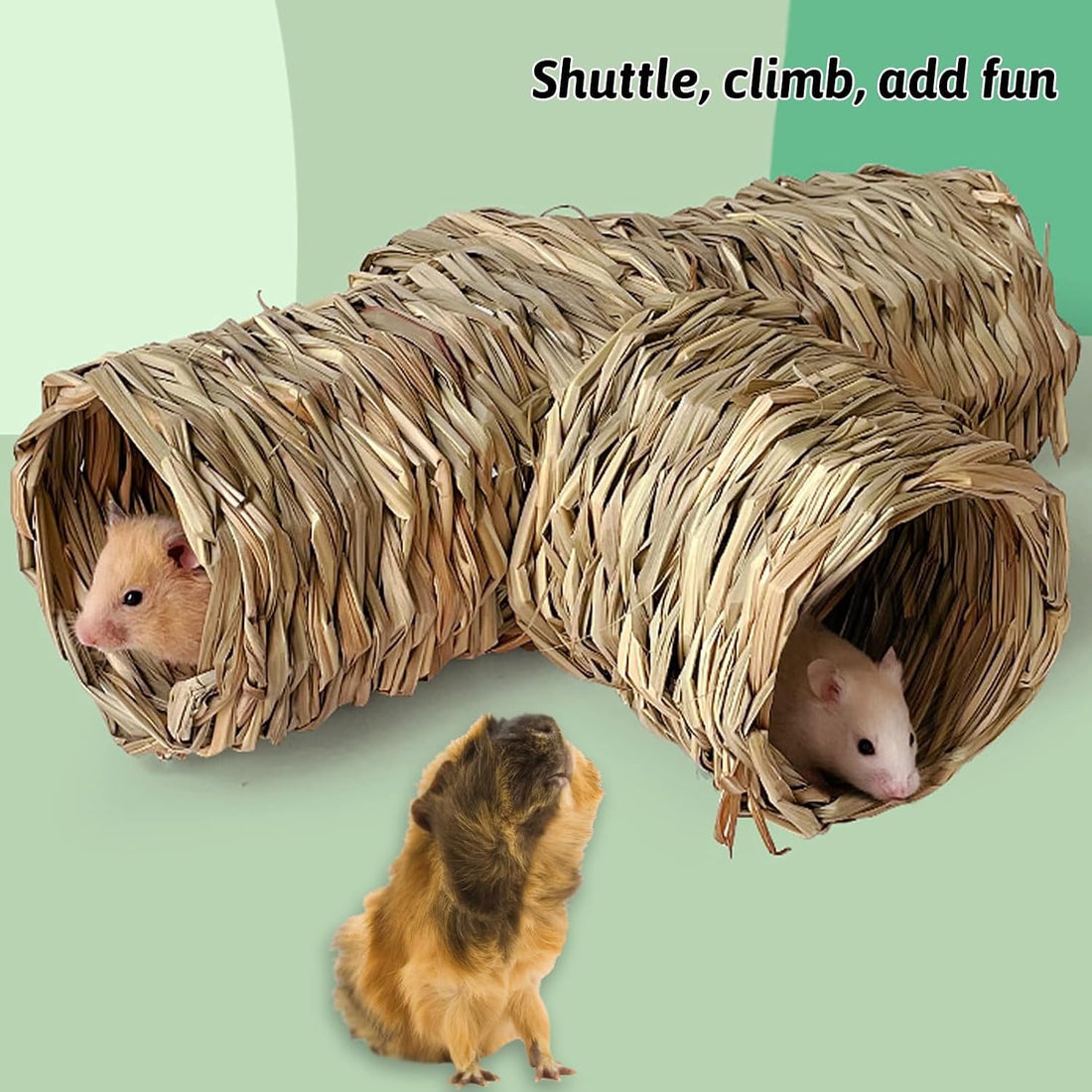 Hamiledyi Hamster Grass Tunnel Toy Nature Guinea Pig Hideout Straw