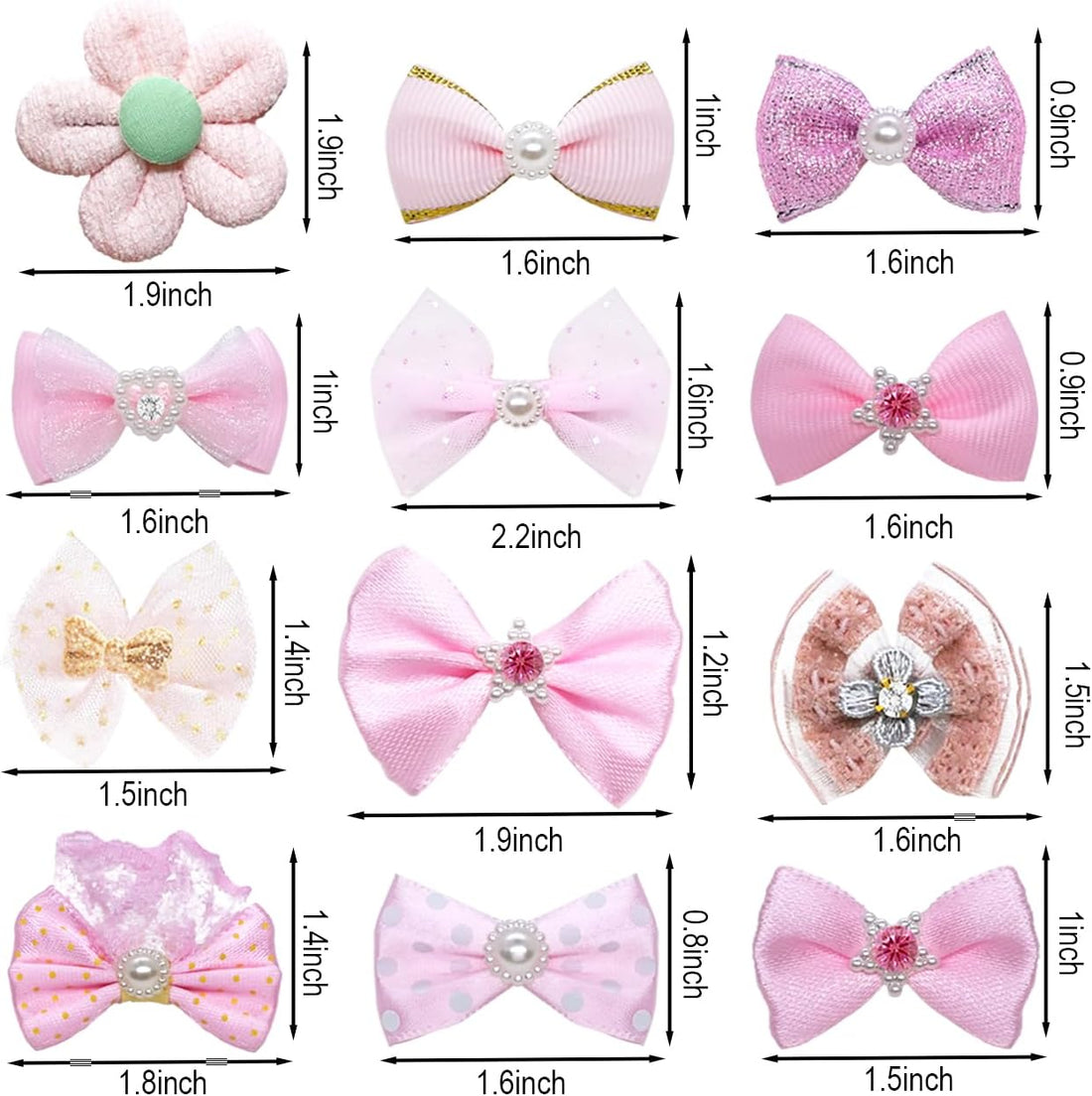 24PCS Dog Hair Bows with Clips 2Inch Girl Small Dog Apparel