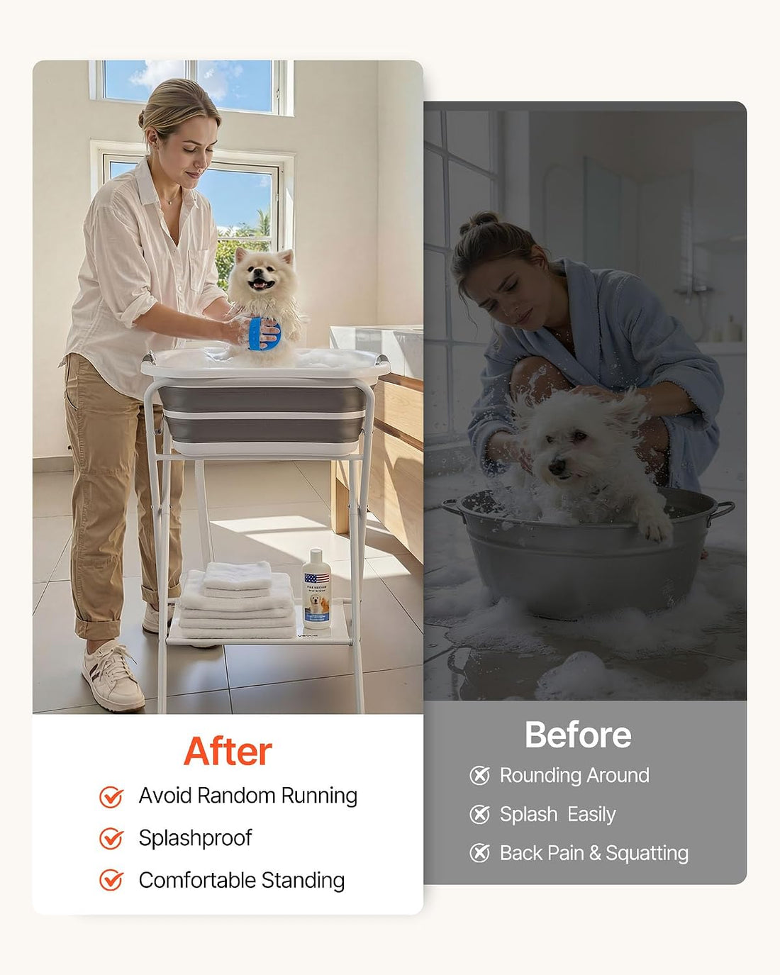 VEVOR Dog Bathtub, Elevated Dog Bath Tub