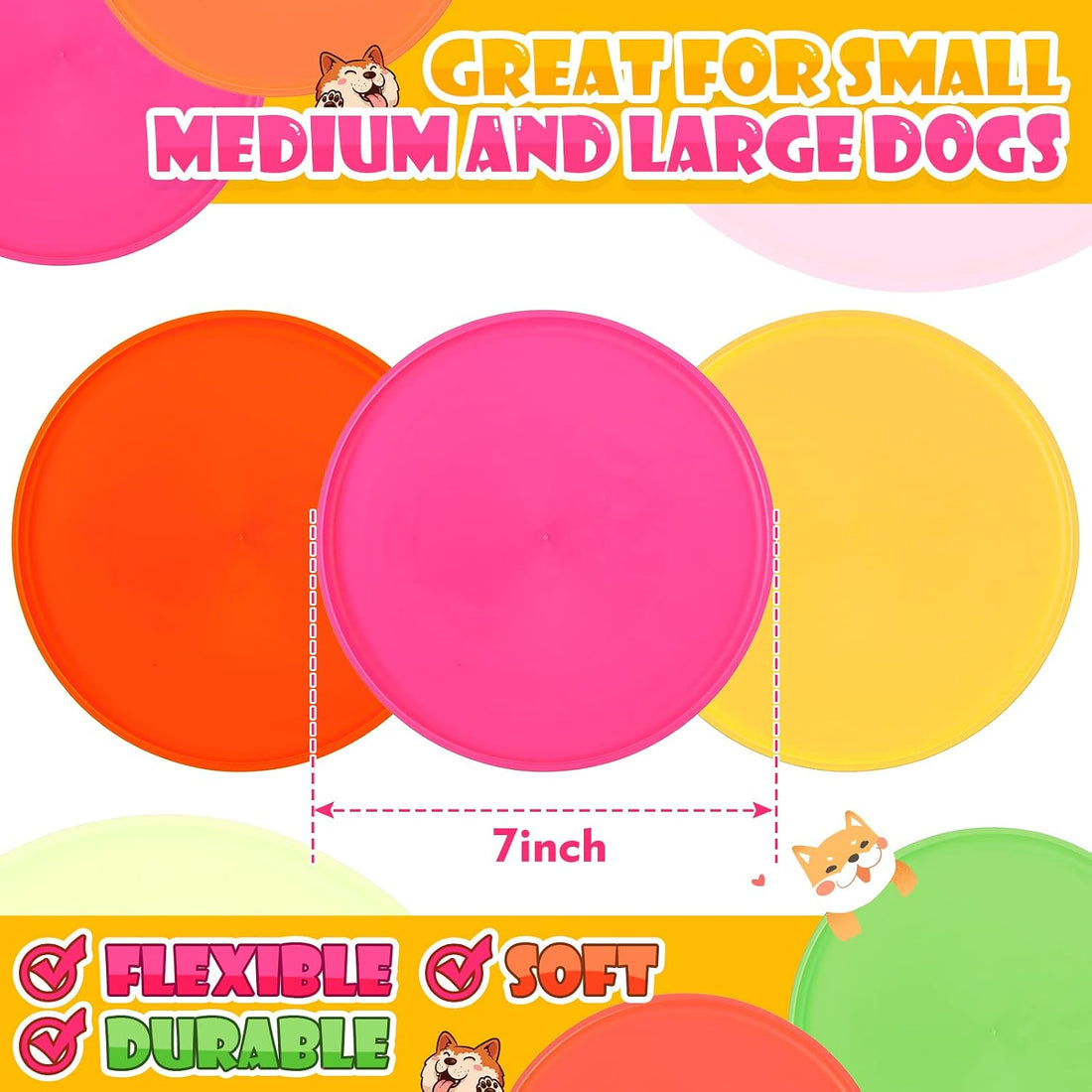 Chivao 15 Pack Dog Flying Disc, Soft Silicone Puppy Flyer Toy