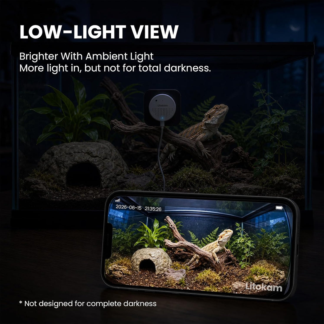 litokam F1.0 Aperture Fish Tank & Reptile Pet Camera.2K 3MP