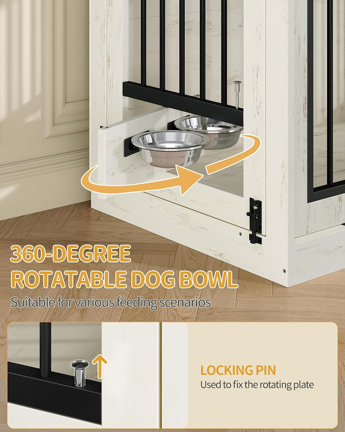 Hzuaneri 31.5 in Dog Crate Furniture Indoor Dog Kennel with 2 Feeding