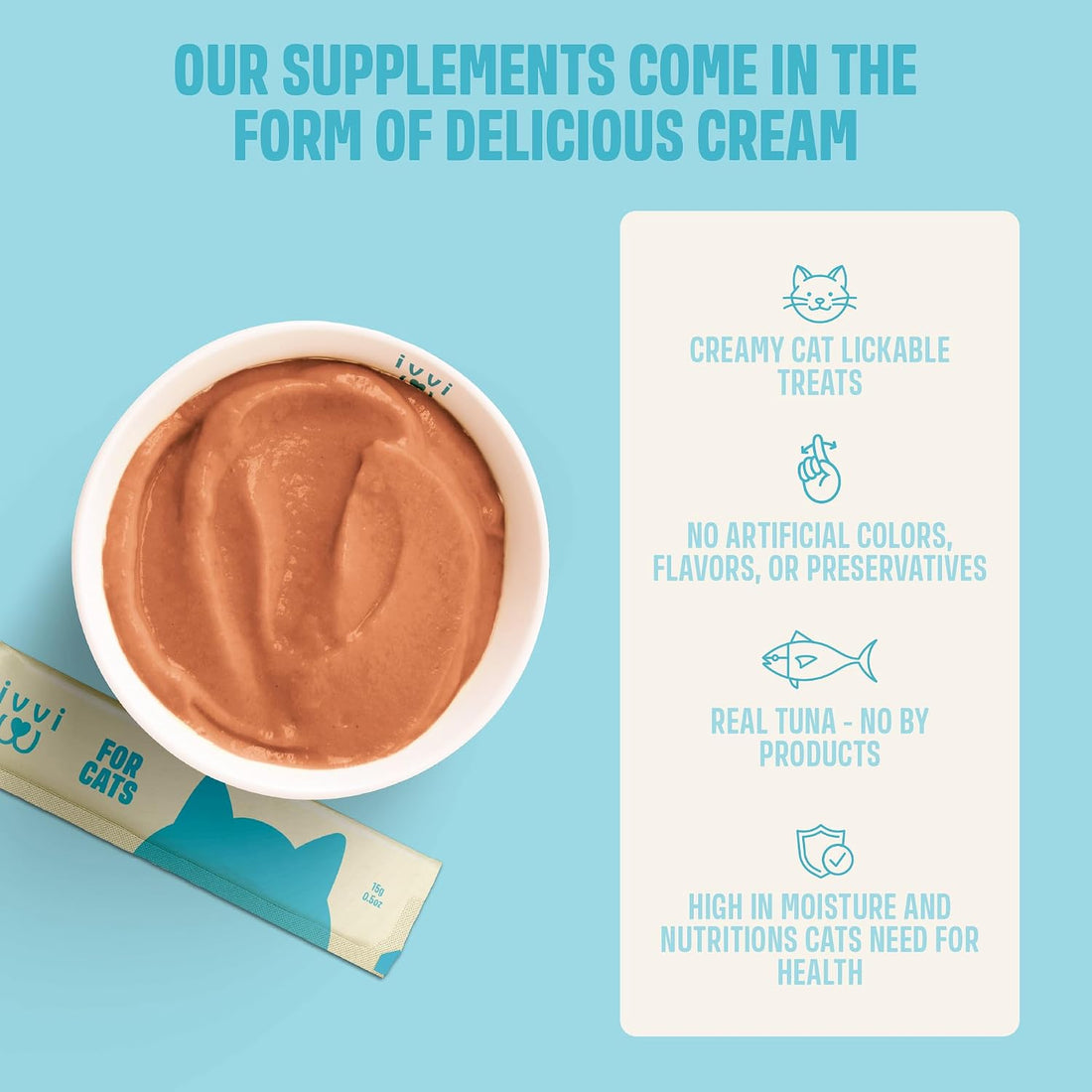 ivvi Multivitamin for Cats - Creamy Lickable Cat Supplement with Tuna