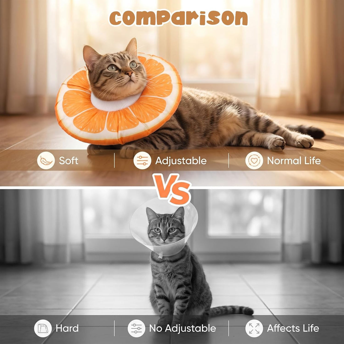 Cat Donut Collar, M Size Adjustable Cat Cone Collar for Kittens