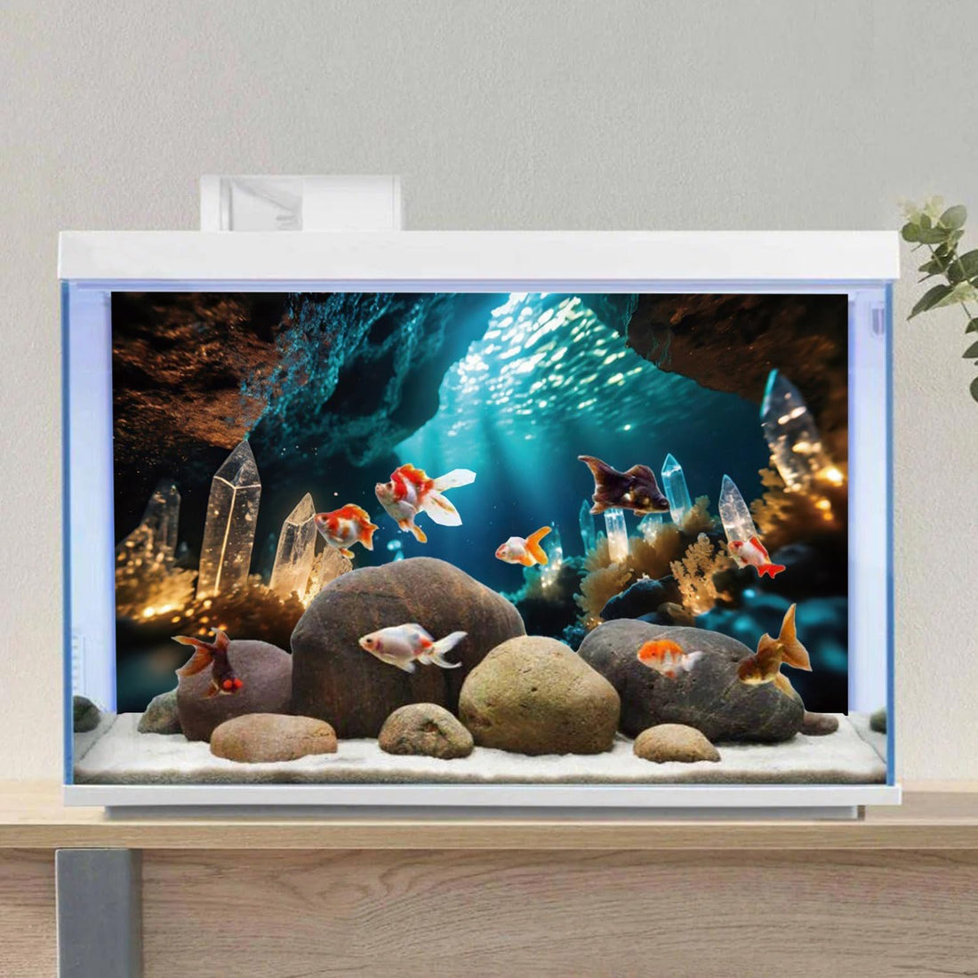 48x20 in Under Sea Aquarium Backdrop Crystal Rock Fish Tank Background