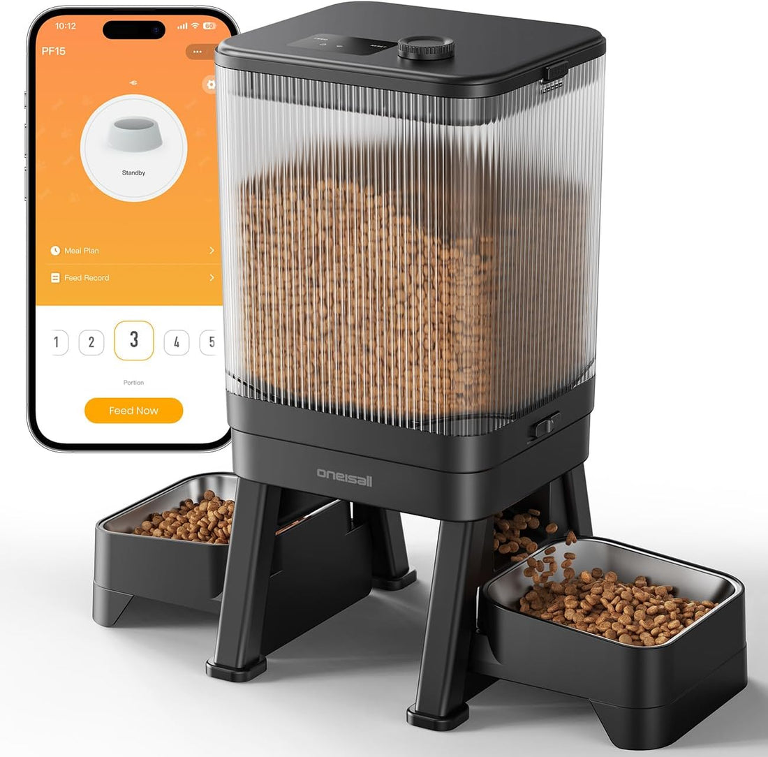 oneisall 5G WiFi Automatic Cat Feeder for 2 Cats, App Control