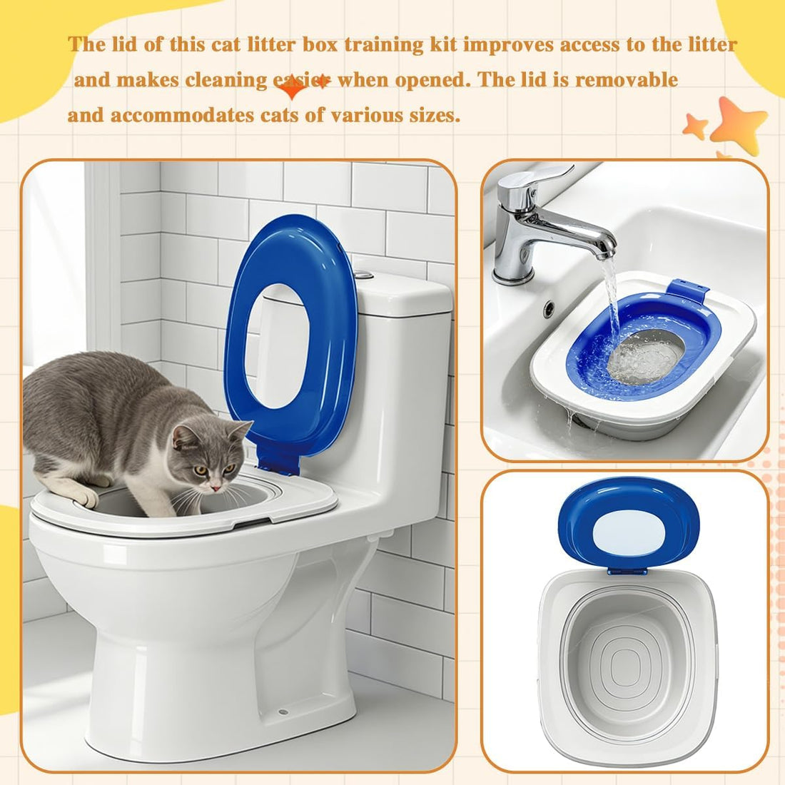 Cat Toilet Trainer Kit with Litter Scoop,5 Movable Parts