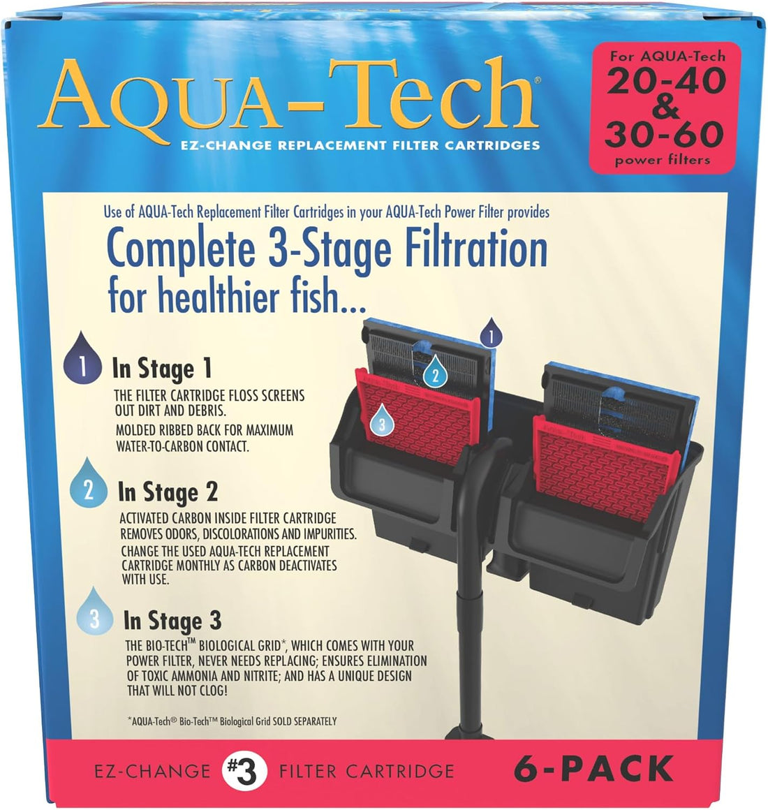 Aqua-Tech EZ-Change #3 Filter Cartridge For Aquarium Filter, 6 Count