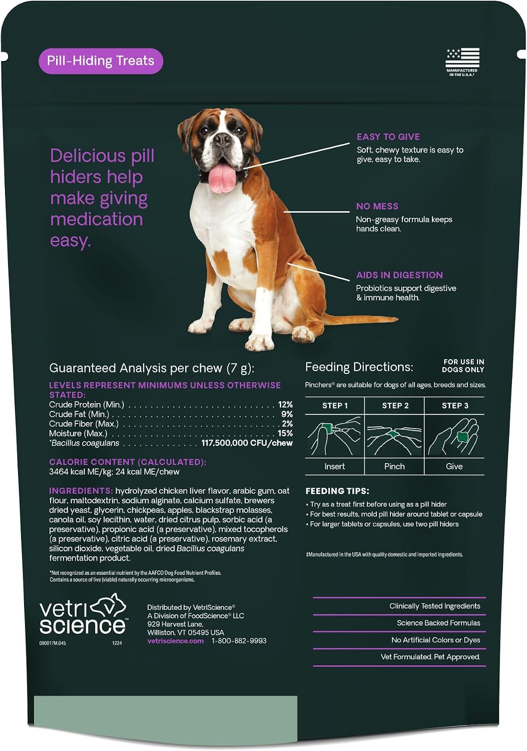 VetriScience Pinchers Pill Hiders for Dogs, Peanut Butter, 45 Count