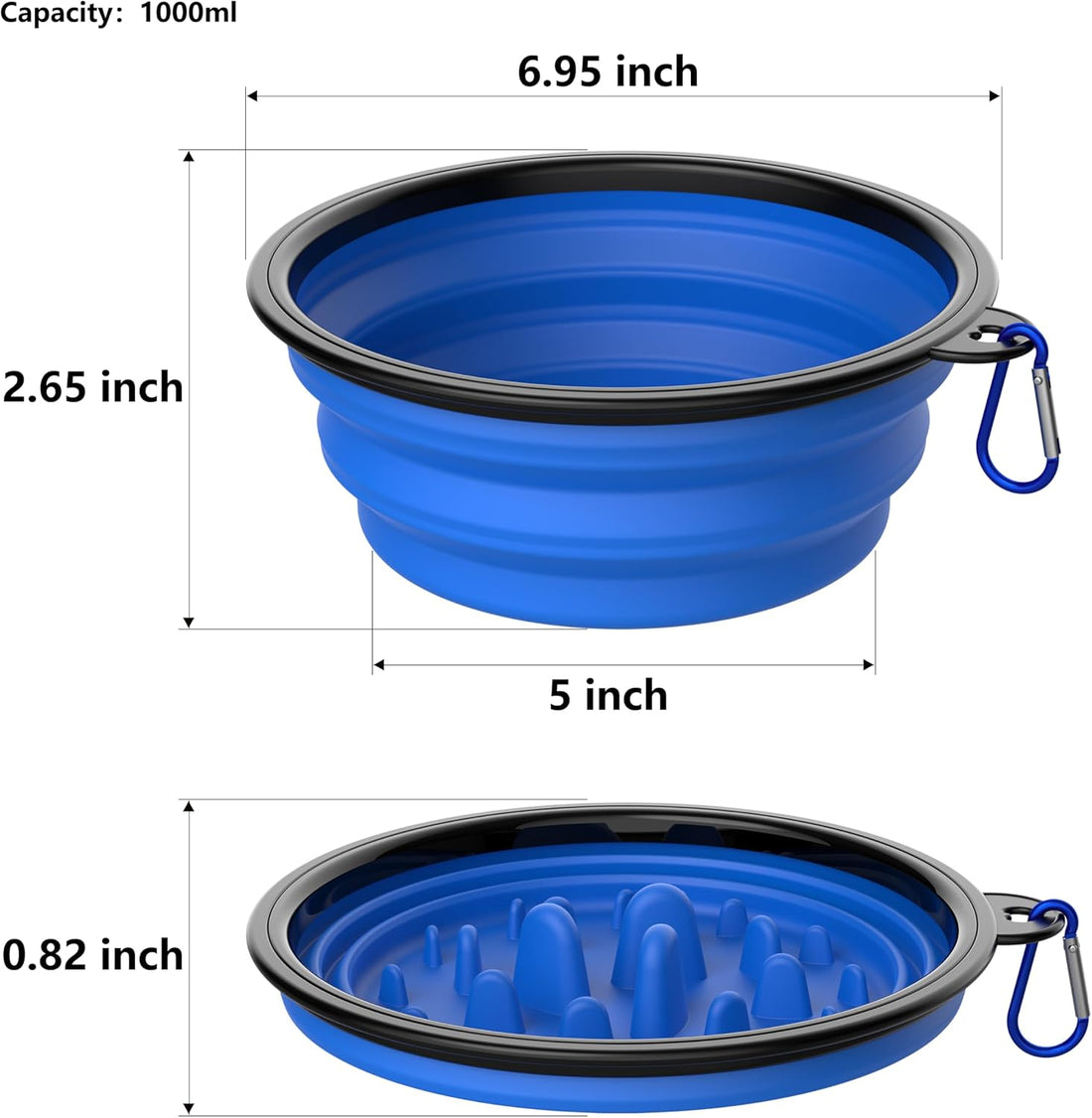 Dog Bowl Pet Collapsible Bowls Slow Feeder Dog Bowls