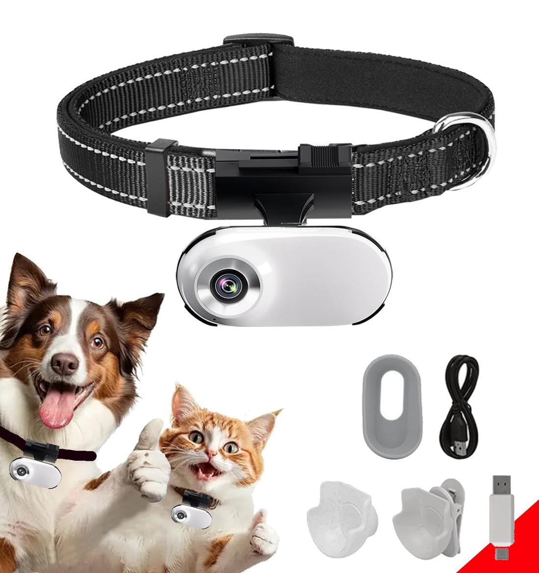 ehomful HD 1080P Cat POV Camera Collar with Video Record