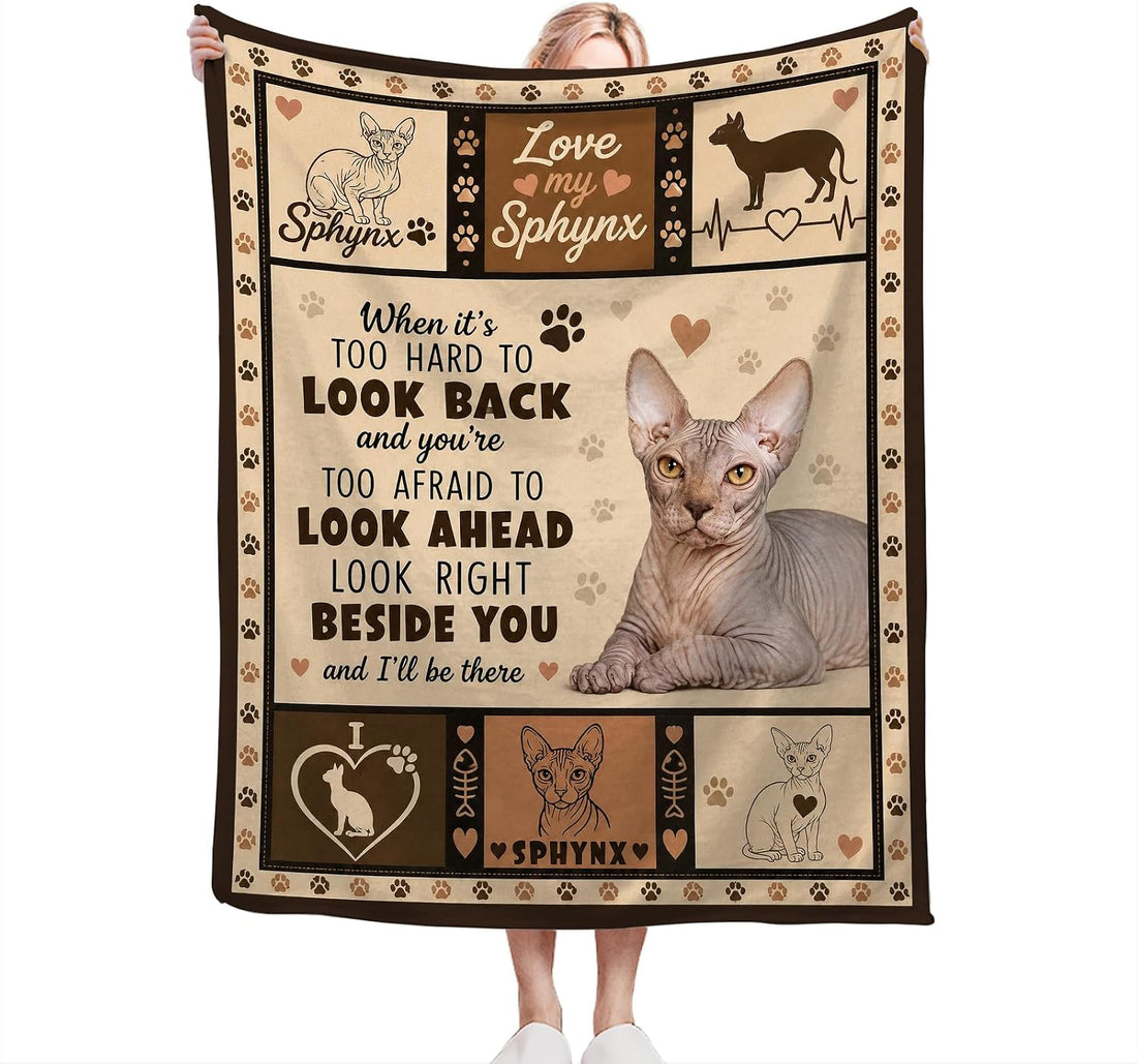 Sphynx Cat Blanket,Hairless Cat Throw Blanket Gifts 60"X50"