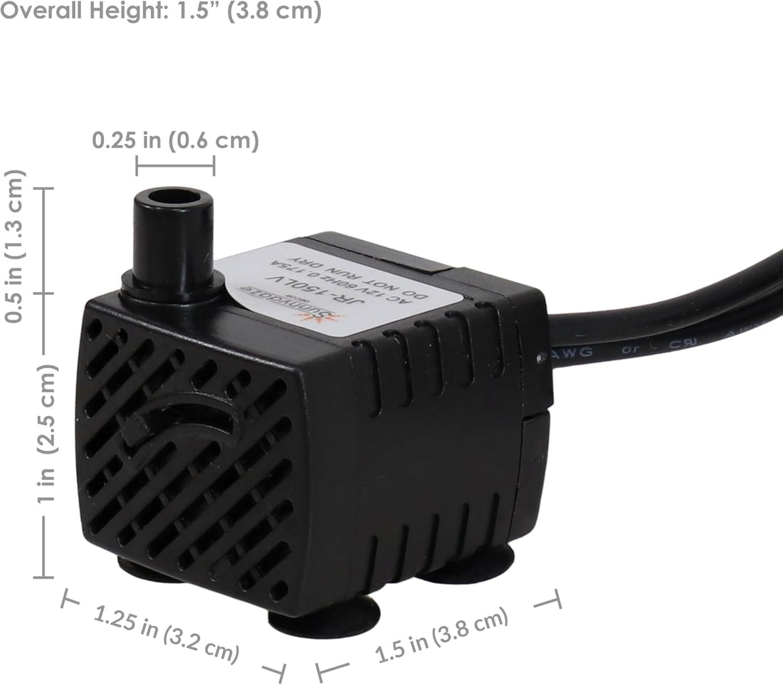 Sunnydaze 40GPH Submersible Fountain Pump with White LED & Transformer