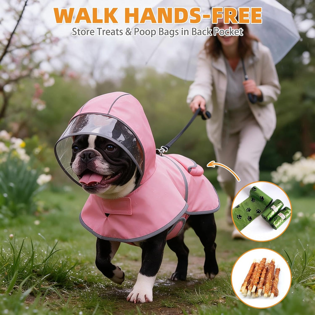 KOOLTAIL 2-in-1 Reversible Large Dog Raincoat