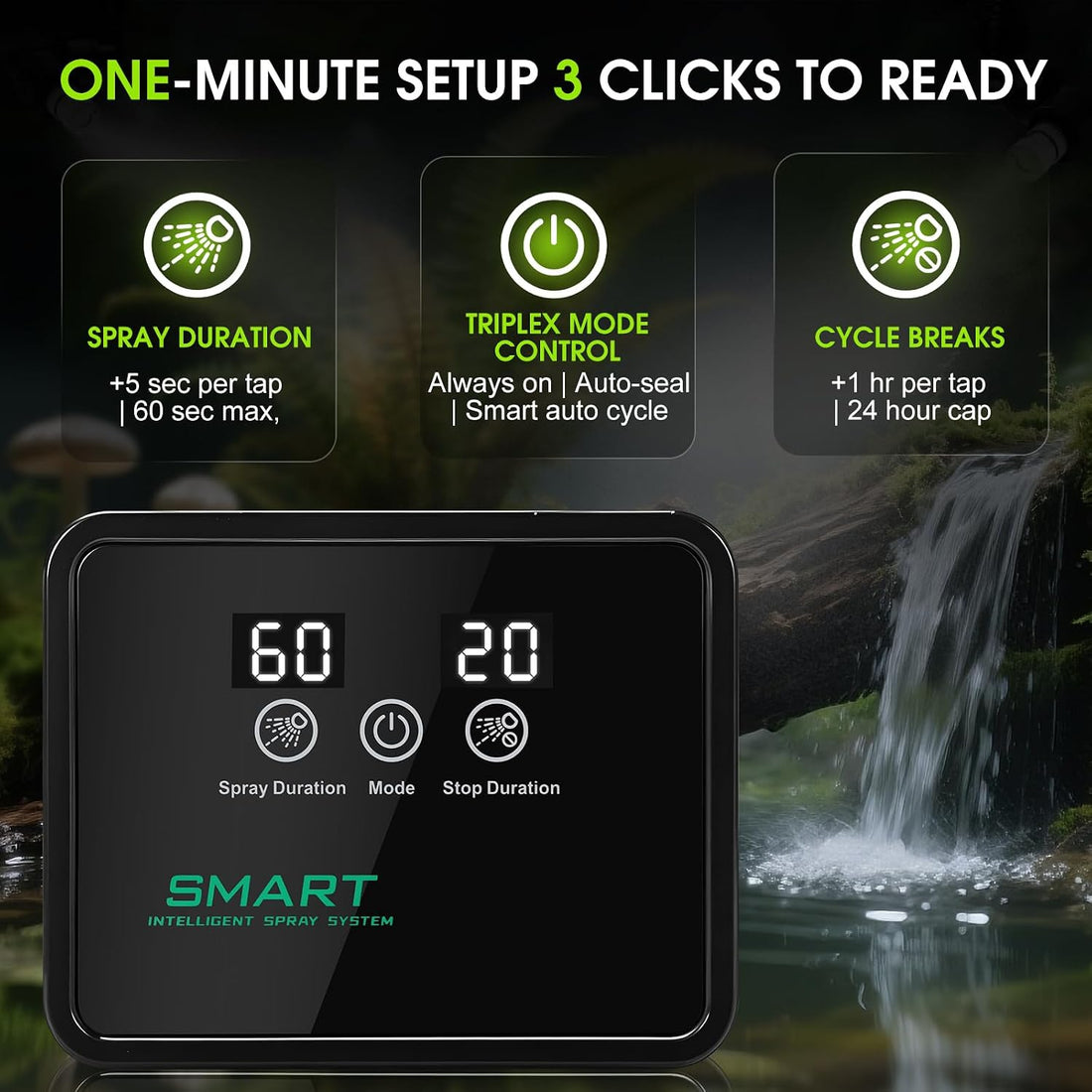 Reptile Humidifier Reptile Mister System with Timer & 360° Nozzles