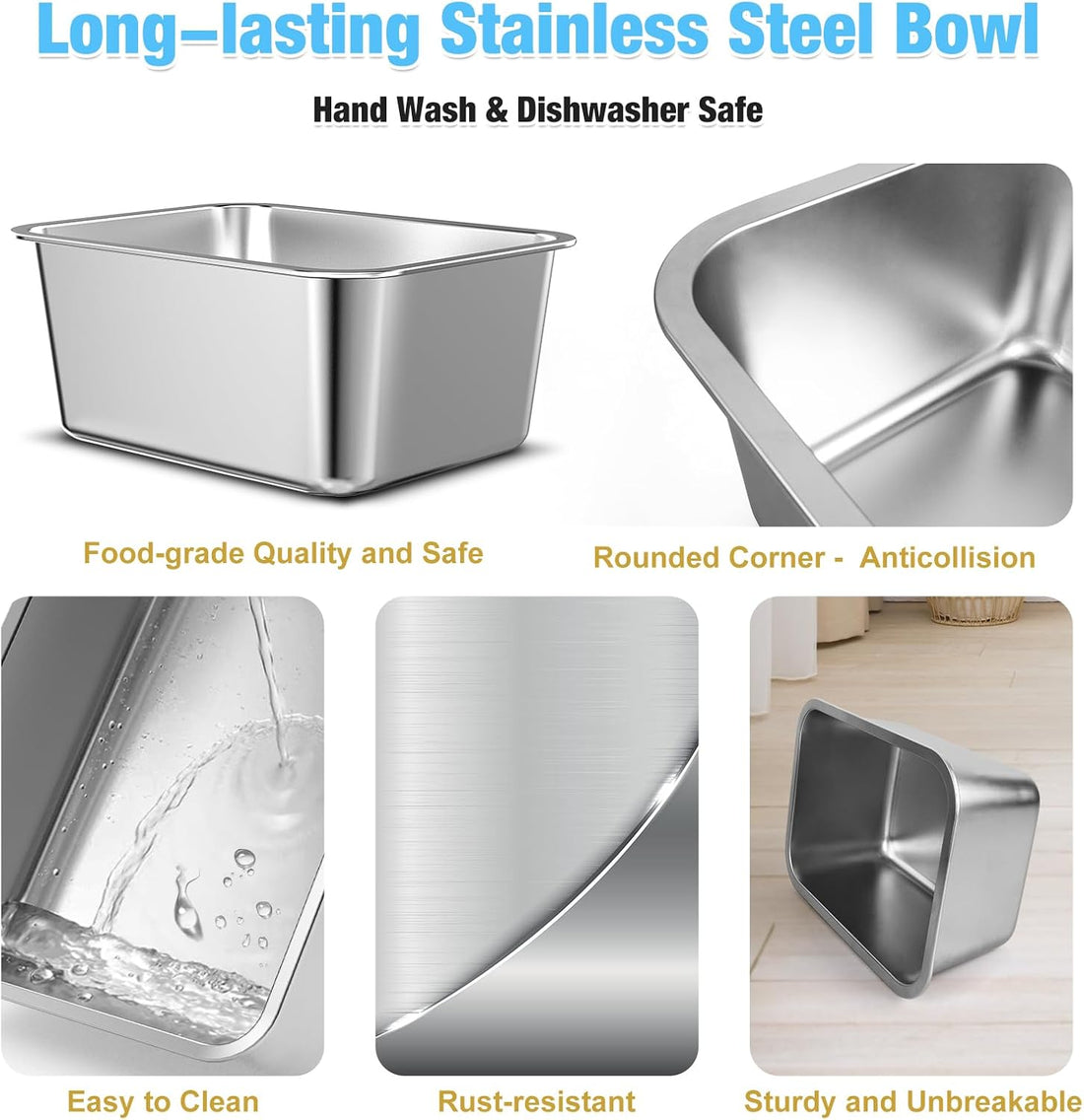 2.4 Gallon Elevated Large Dog Water Bowl,14" Raised Stainless Steel
