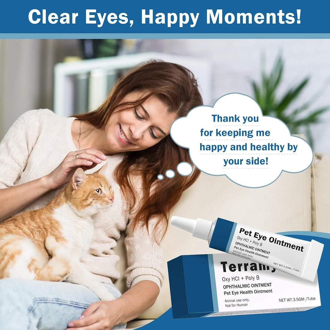 Polika Pet Health Eye Cream for Cats, Dogs, Cattle, Sheep, Horses