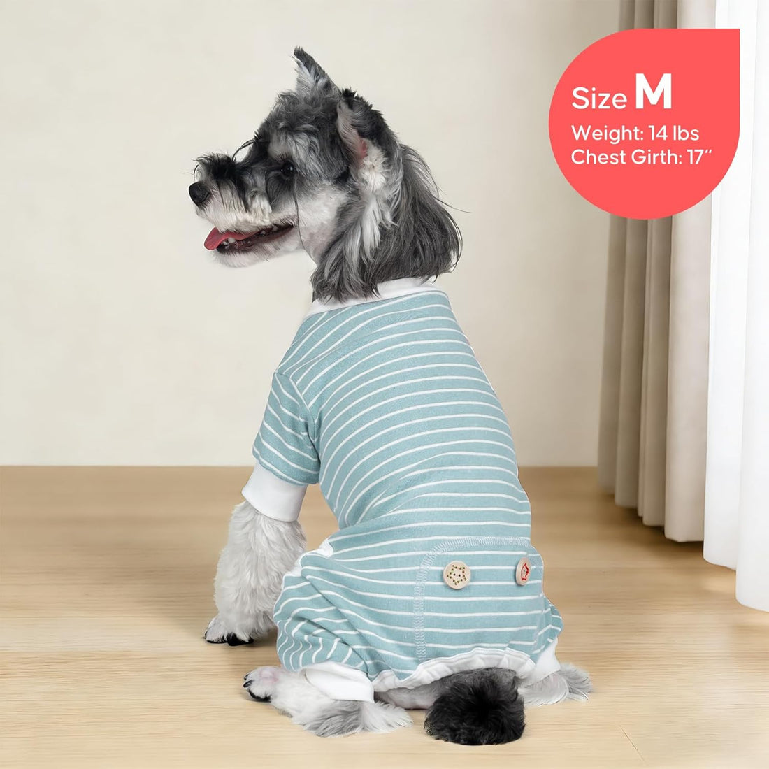 KYEESE Dog Pajamas Stretchable 4 Legs Doggie Jammies Striped Jumpsuit
