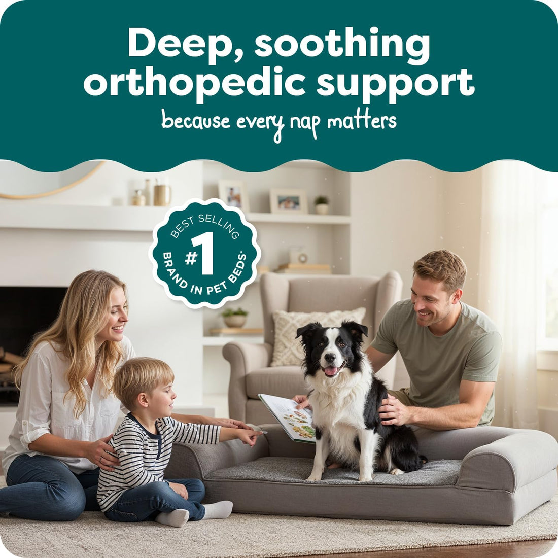 Furhaven Orthopedic Dog Bed for Large/Medium Dogs w/ Removable