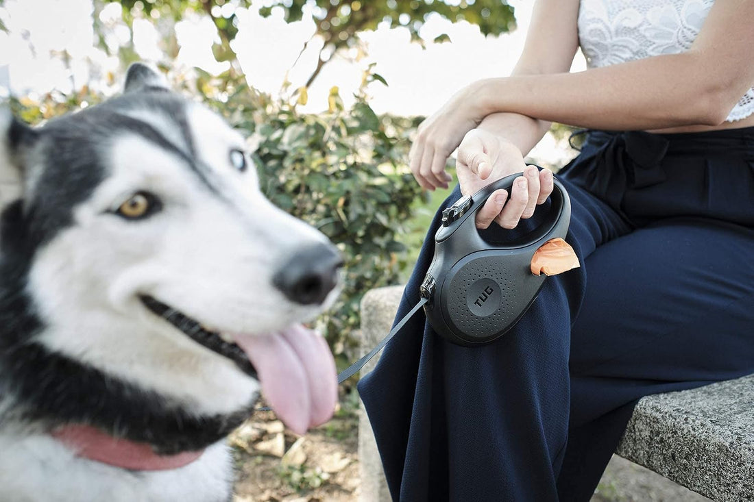 TUG Oval 360° Tangle-Free Retractable Dog Leash with Integrated Waste