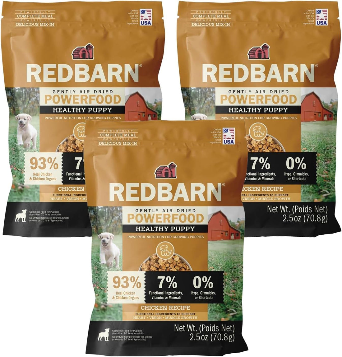 Redbarn Puppy Powerfood Air Dried Dog Food or Dry Topper, Beef & Lamb