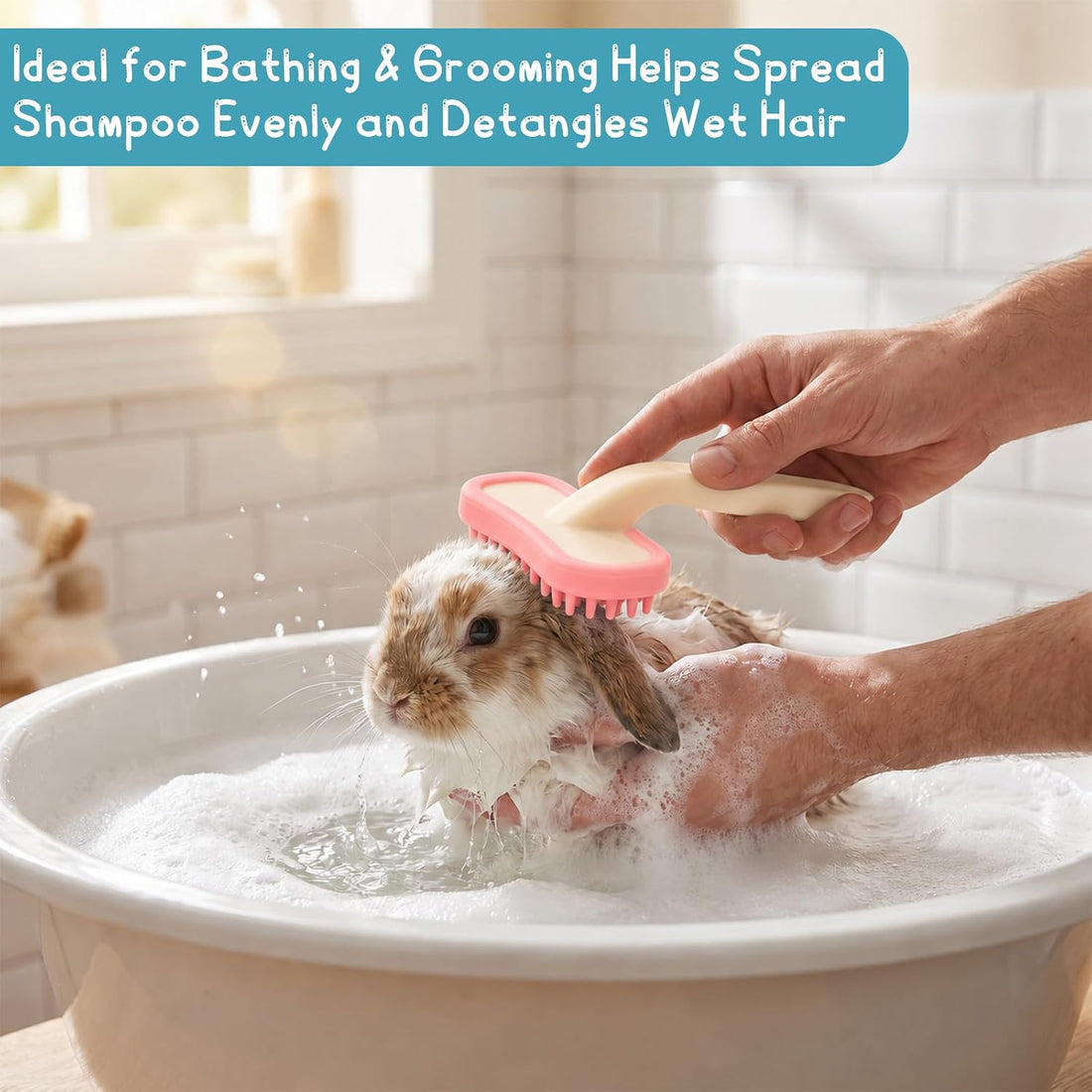 2Pcs Silicone Cat for Brush Grooming Soft Bunny and Chinchilla Brush